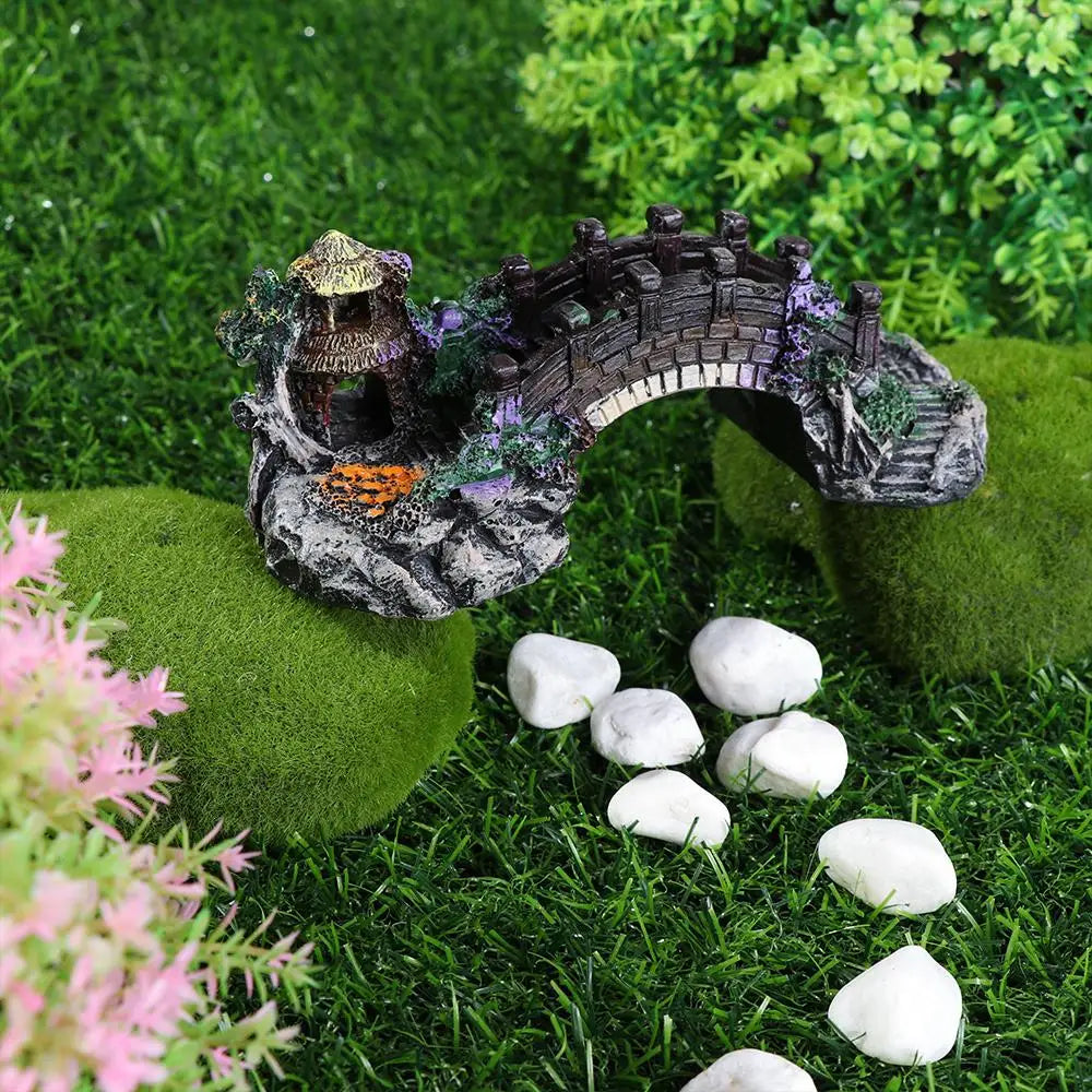 Aquarium Accessories Arbor Tree Plant Fake Landscaping Fish Tank Ornament Artificial Bridge Rockery Resin Aquarium Ornaments