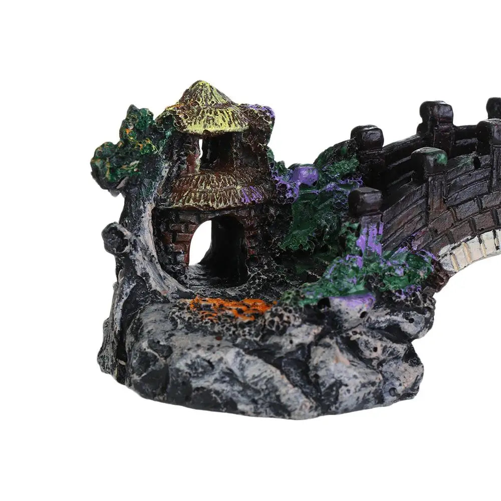 Aquarium Accessories Arbor Tree Plant Fake Landscaping Fish Tank Ornament Artificial Bridge Rockery Resin Aquarium Ornaments