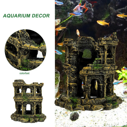 Resin Roman Colosseum Aquarium Decoration Figurine Safe Fish Tank L scape nament Pet Supplies Underwater Craft