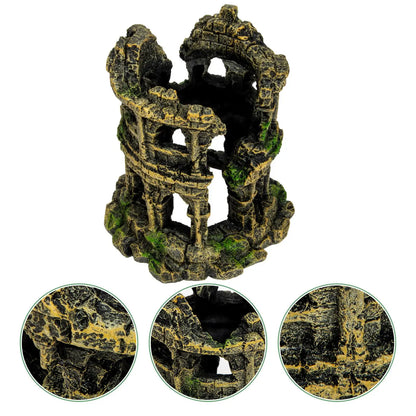 Resin Roman Colosseum Aquarium Decoration Figurine Safe Fish Tank L scape nament Pet Supplies Underwater Craft