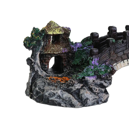 Aquarium Accessories Arbor Tree Plant Fake Landscaping Fish Tank Ornament Artificial Bridge Rockery Resin Aquarium Ornaments