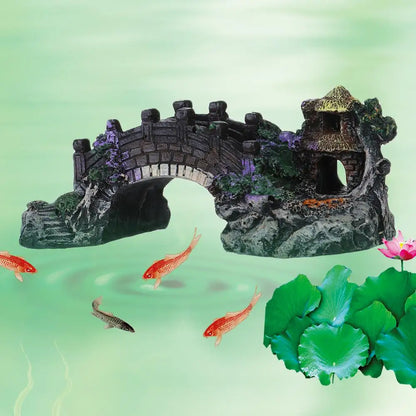 Aquarium Accessories Arbor Tree Plant Fake Landscaping Fish Tank Ornament Artificial Bridge Rockery Resin Aquarium Ornaments